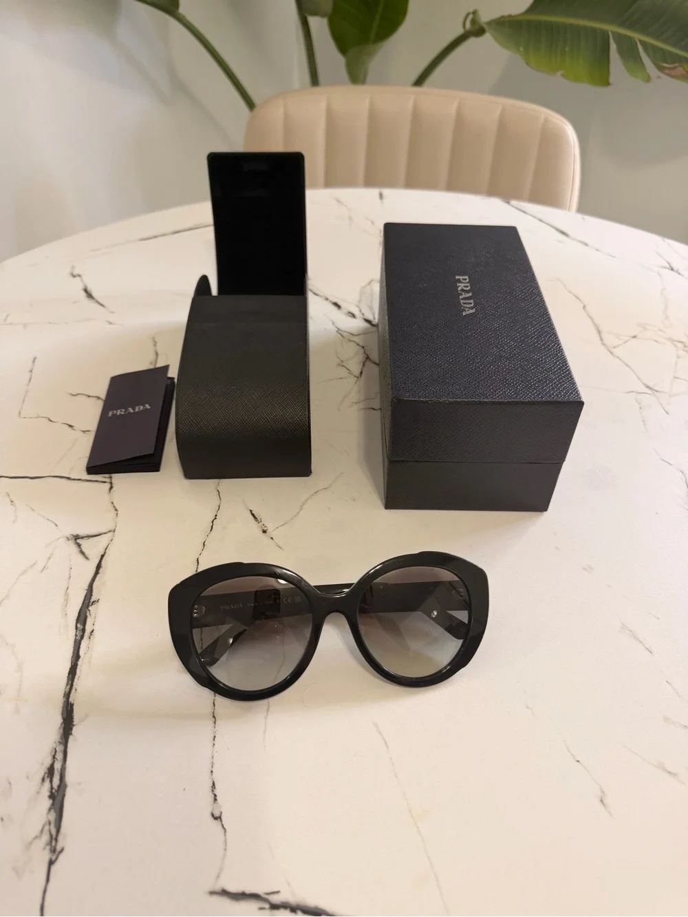 Prada Black Round Gradient Lens Sunglasses